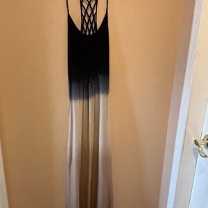 Black to Cream Ombre Maxi Dress with Strappy Back